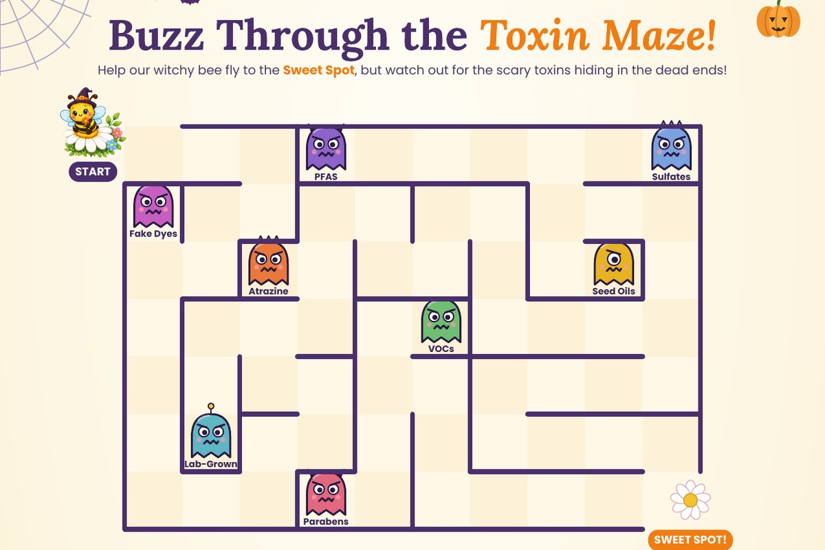 Halloween toxin maze activity with friendly toxin monsters